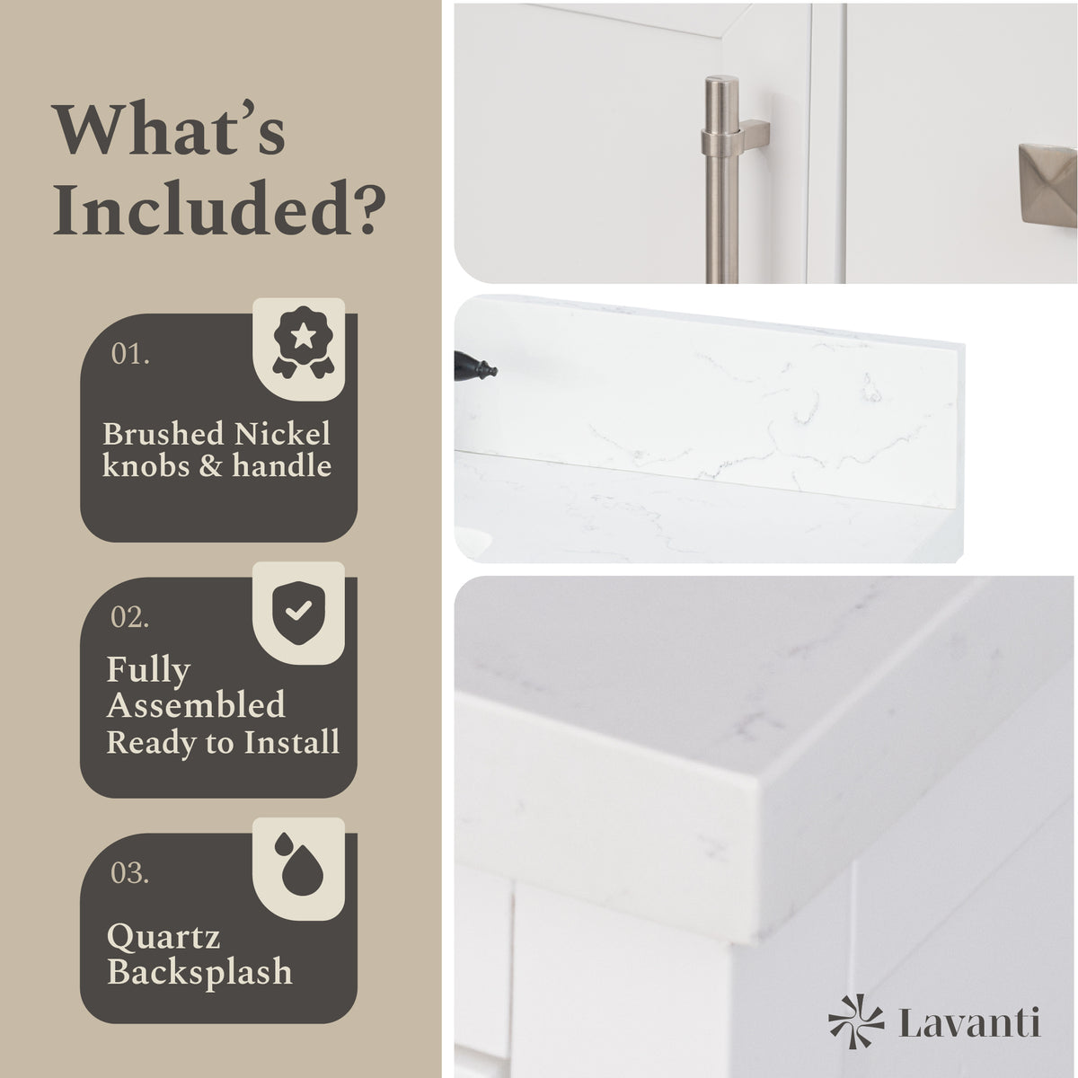 Lavanti Oakford - White 60" Single Sink
